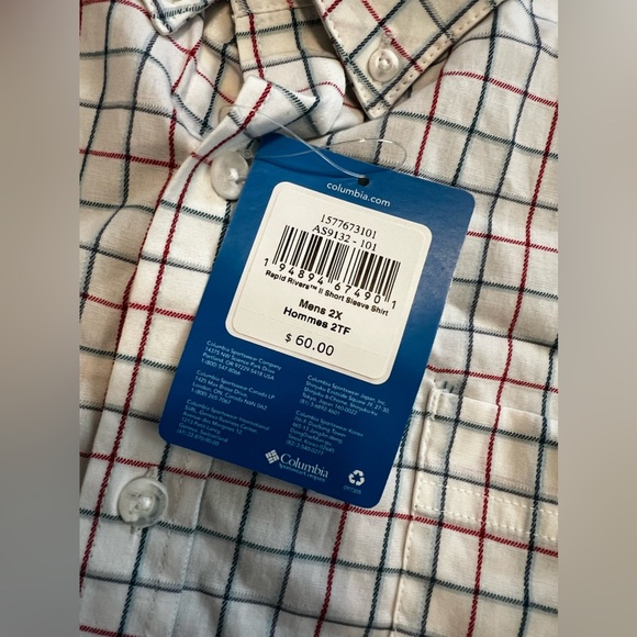 NWT Columbia Rapid Rivers White Grid Short Sleeve Button Down Shirt - Picture 11 of 14